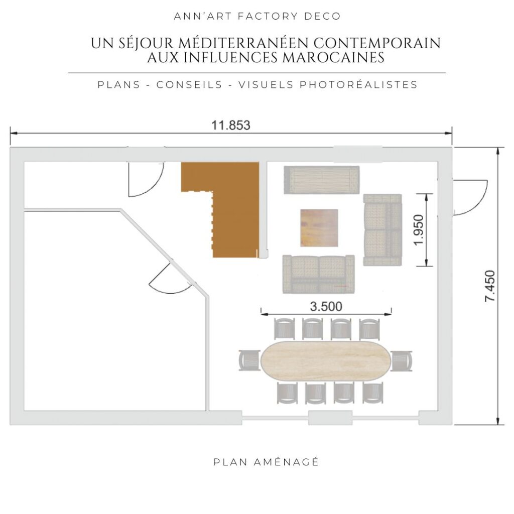 Atelier Ann'Art Factory | Projet de décoration d'intérieur d'un séjour méditerranéen contemporain aux influences orientales | Tassin/Lyon