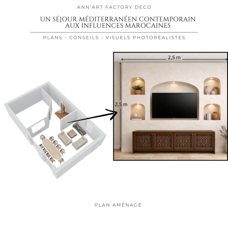 Atelier Ann'Art Factory | Projet de décoration d'intérieur d'un séjour méditerranéen contemporain aux influences orientales | Tassin/Lyon