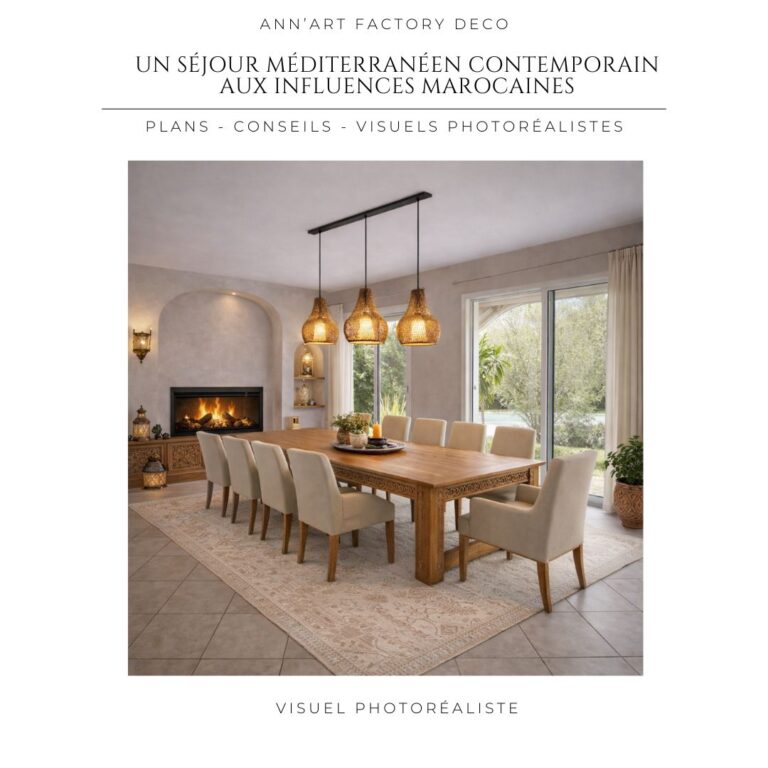 Atelier Ann'Art Factory | Projet de décoration d'intérieur d'un séjour méditerranéen contemporain aux influences orientales | Tassin/Lyon