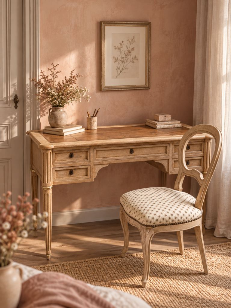 Bureau style Louis XVI patiné avec sa chaise assortie