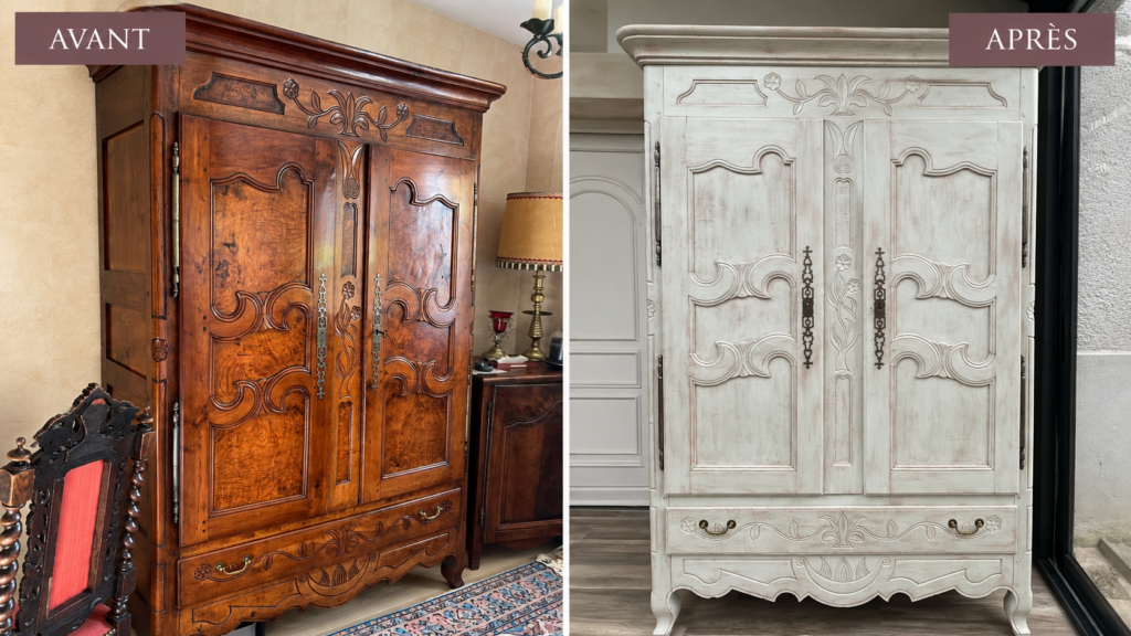 Atelier Ann'Art Factory | Relooking d'une armoire bressanne avant après | Tassin/Lyon