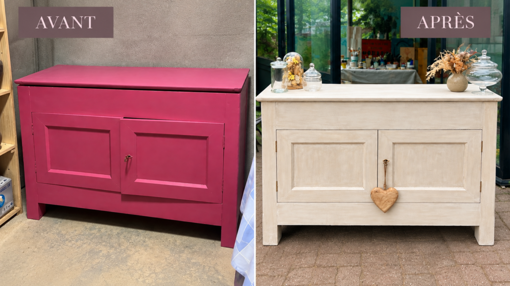 Atelier Ann'Art Factory | Relooking d'un buffet rustique avant après | Tassin/Lyon