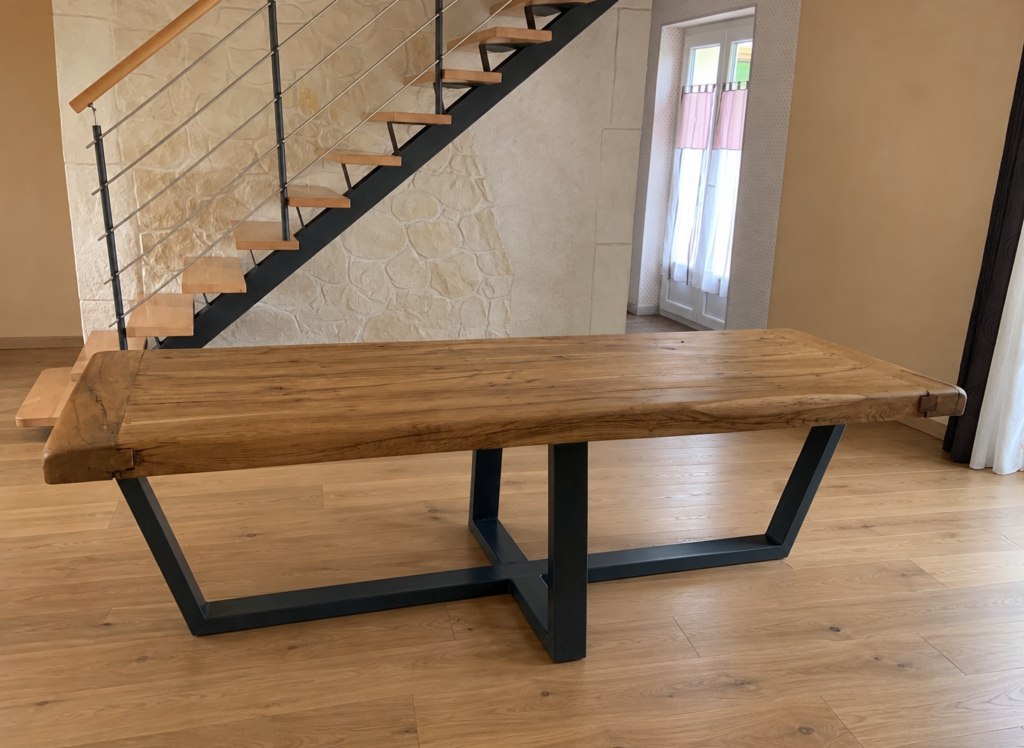 Atelier Ann'Art Factory |Table chêne brut et pieds métal noir| Tassin/Lyon